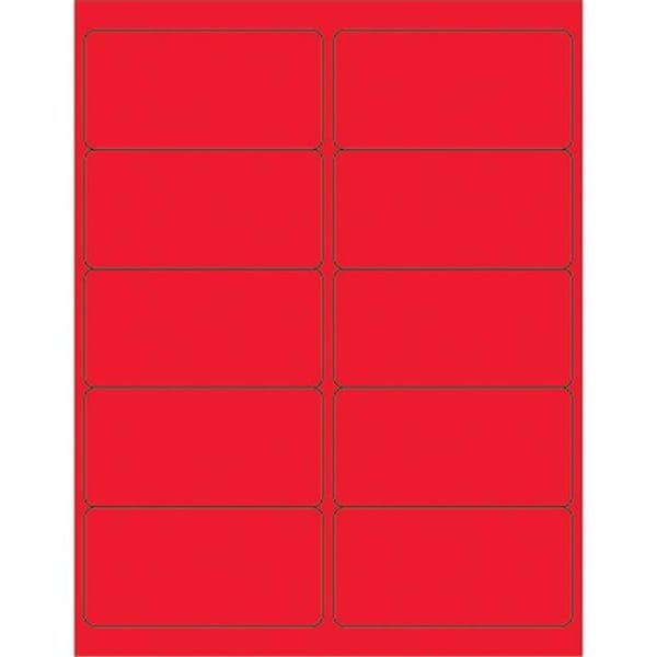 Box Partners Box Partners LL178RD 4 x 2 in. Fluorescent Red Rectangle Laser Labels - Pack of 1000 LL178RD - main